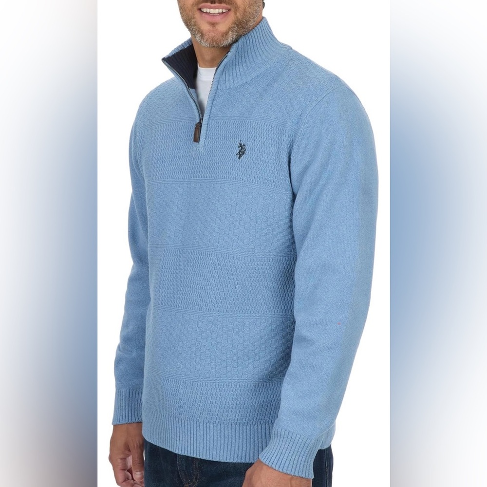 U.S.Polo Assn. Mens Red Textured Quarter Zip Pullover Sweater XXL